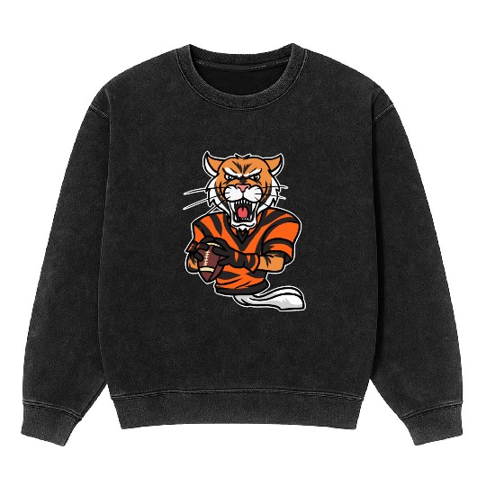 Tiger Football American Sport Match Active Mineral Wash Sweatshirts