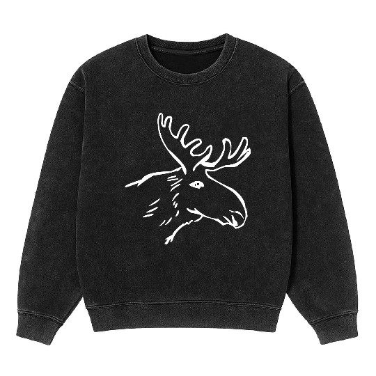 Moose Illustration Mineral Wash Sweatshirts