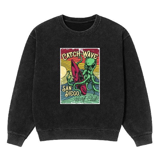 Catch the Wave, San Diego Surf Club Mineral Wash Sweatshirts