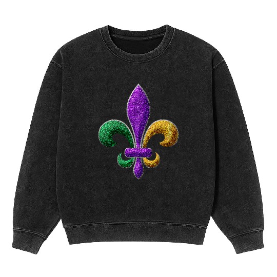 Mardi Gras New Orleans SaintsFleur De Lis Bling Mineral Wash Sweatshirts