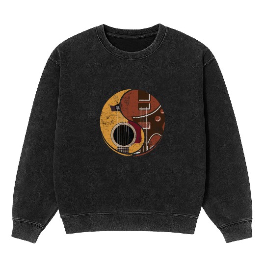 Guitar Ying Yang Music Guitar Player Gift Mineral Wash Sweatshirts