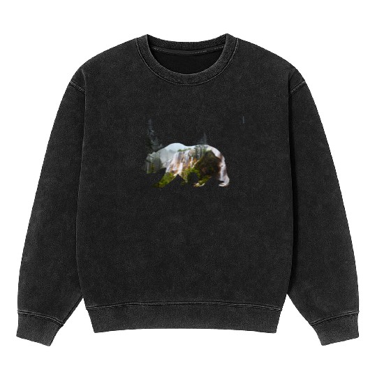 Baer grizzly national parc california nature wood Mineral Wash Sweatshirts