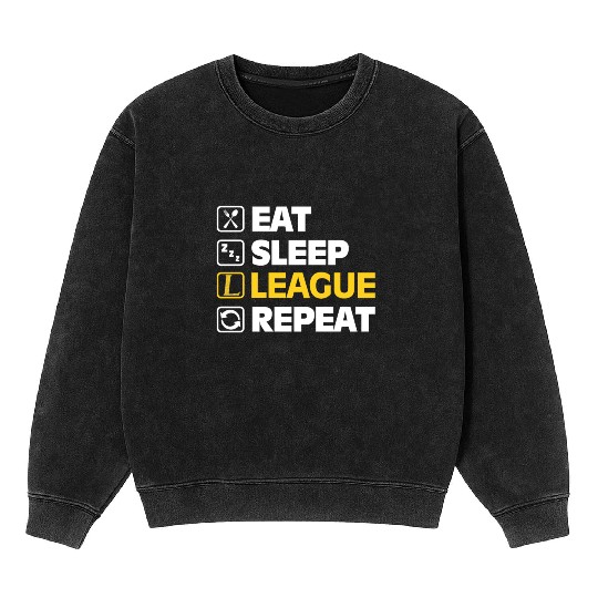 Eat Sleep League Repeat Bronze Master Legend LoL Mineral Wash Sweatshirts