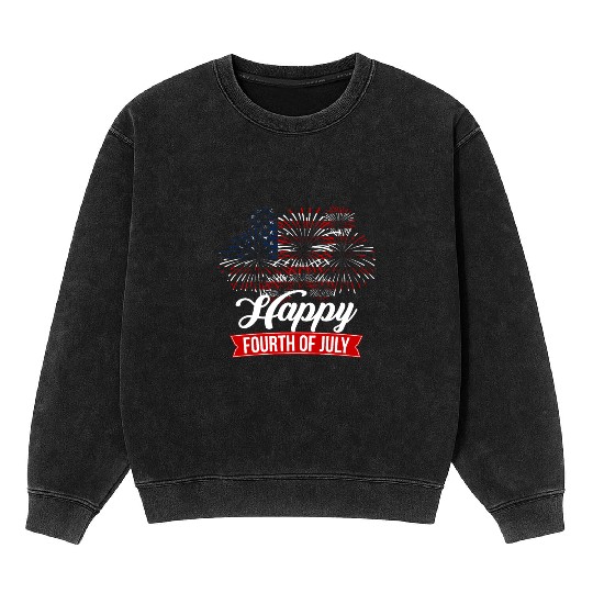 Fourth Of July Mineral Wash Sweatshirts USA Flag Fireworks 4th of