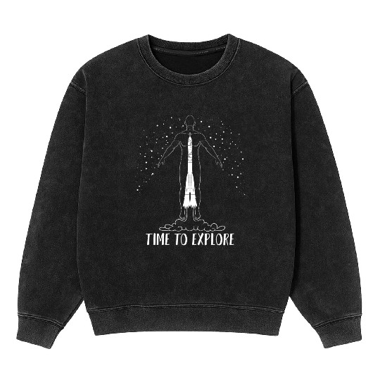 Time To Explore Mineral Wash Sweatshirts Space Planets Sci Fi Occupy