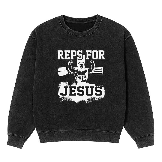 Funny Jesus Christ Gym Fitness Church Bizeps Gift Mineral Wash Sweatshirts