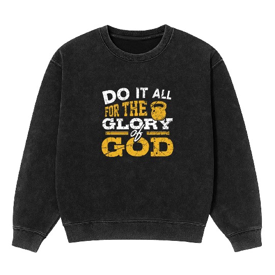 Gym and Jesus Workout Christian God Fitness Gift Mineral Wash Sweatshirts