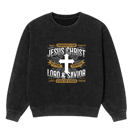 way property of truth jesus christ alpha omega lor Mineral Wash Sweatshirts