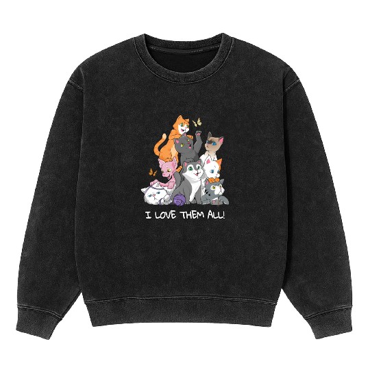 I love them all Cats Gift Maine Coon cat lover Mineral Wash Sweatshirts