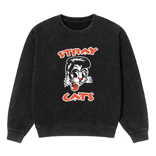 STRAY CATS Rockabilly Cool Cat Tattoo Mineral Wash Sweatshirts