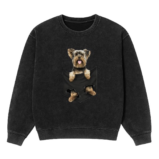 yorkshire terrier pocket mid classic dogs Mineral Wash Sweatshirts