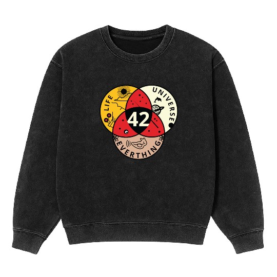 42 Angel Number Life Universe Everything Mineral Wash Sweatshirts