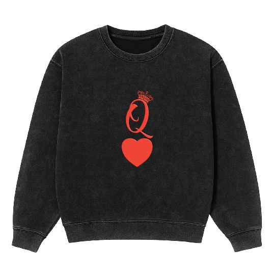 queen heart crown queen of hearts playing card Mineral Wash Sweatshirts