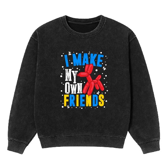 Balloon Animal Make Own Friends Twisting Dog Mineral Wash Sweatshirts