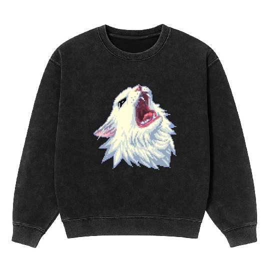 8 bit Screamin Thurston the Cat meme 2 Mineral Wash Sweatshirts