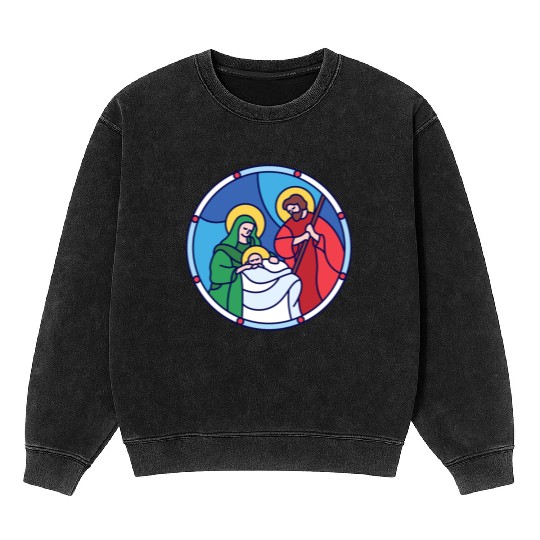 Josef Maria Jesus Jesus birth Bethlehem Christmas Mineral Wash Sweatshirts