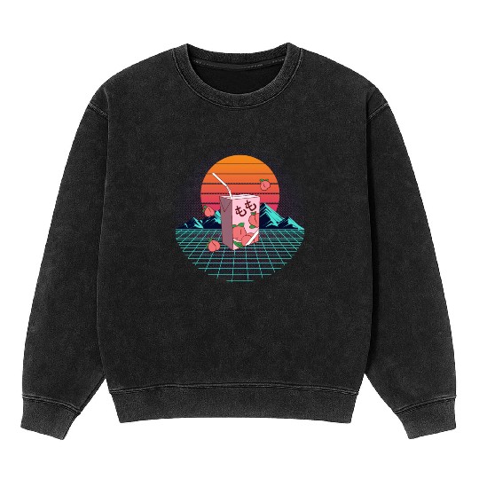 Vaporwave 90s Japanese Aesthetic Peach Juice Mineral Wash Sweatshirts