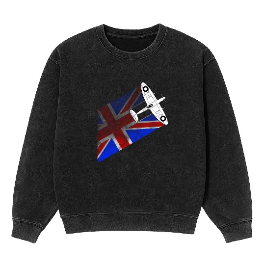 Spitfire UK Flag Mk.1 RAF British WWII Mineral Wash Sweatshirts