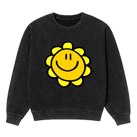 happy smiling sun flower Mineral Wash Sweatshirts
