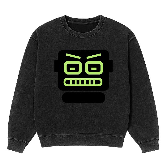 robot computer head Mineral Wash Sweatshirts