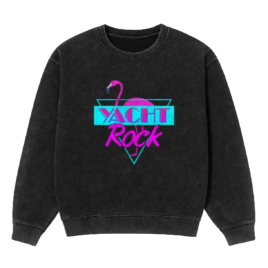 Yacht Rock Retro Flamingo Mineral Wash Sweatshirts