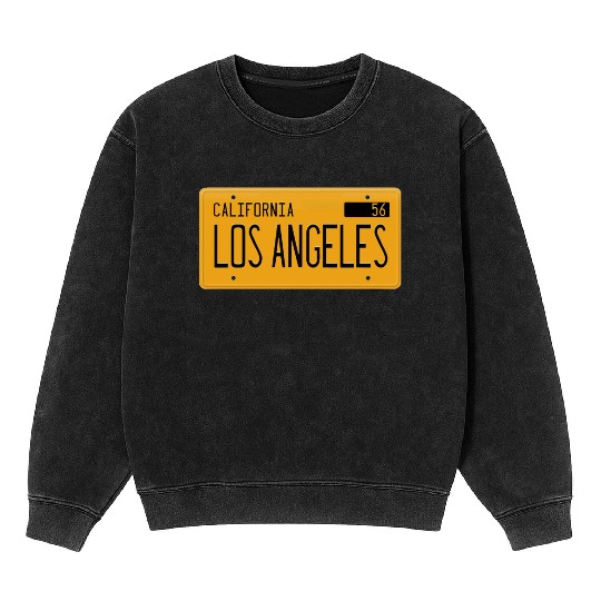 Los Angeles California 1956 yellow license plate Mineral Wash Sweatshirts