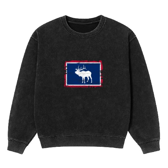 Wyoming Flag Elk Hunting Season For Deer Hunter Mineral Wash Sweatshirts