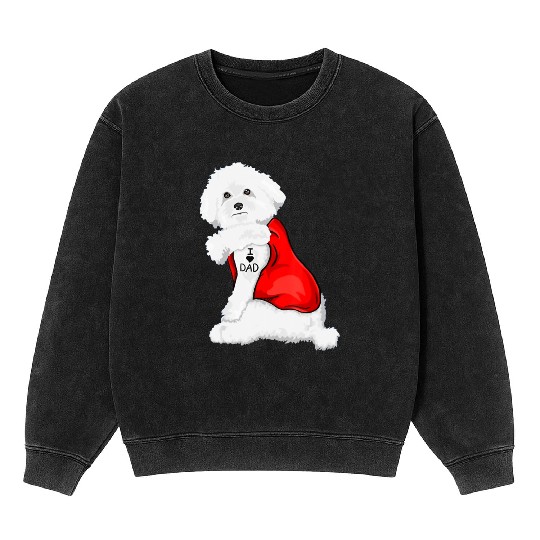 Funny bichon frise Dog I Love Mom Tattoo Lover Mineral Wash Sweatshirts