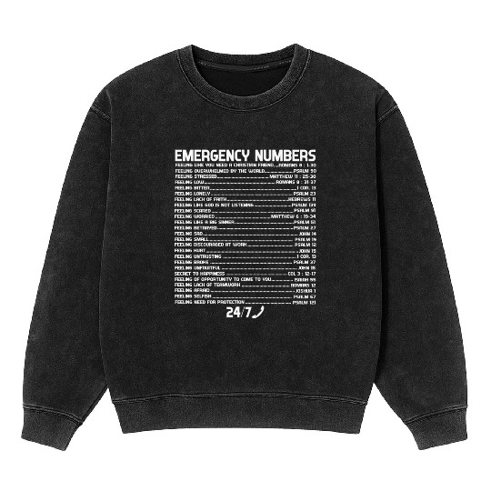 Bible Emergency Numbers Holy Hotline Mineral Wash Sweatshirts