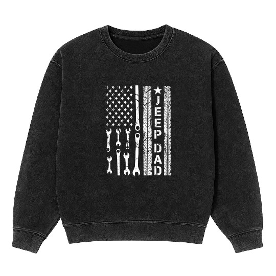 Jeep Dad American Flag Mineral Wash Sweatshirts