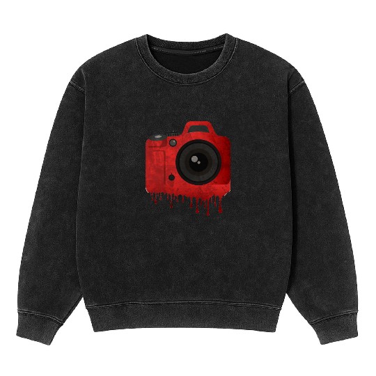 Red splatter camera Mineral Wash Sweatshirts