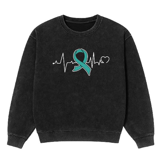 Heart beat- Ovarian Cancer Awareness Mineral Wash Sweatshirts
