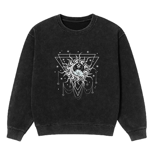 sun moon star Mineral Wash Sweatshirts