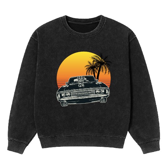 Muscle Car Sunset Mineral Wash Sweatshirts