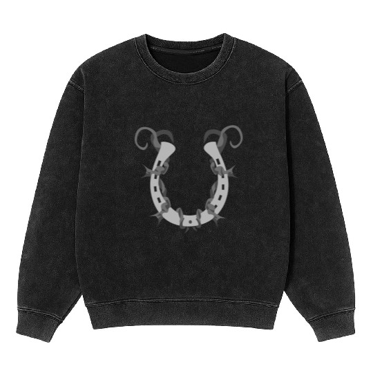 Horseshoe Wrapped in Barbed Wire Mineral Wash Sweatshirts