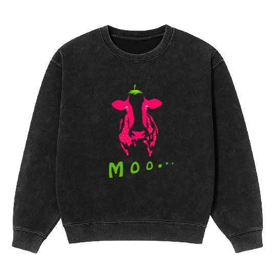 Strawberry cow, Strawberry cow pink, pink cow Mineral Wash Sweatshirts