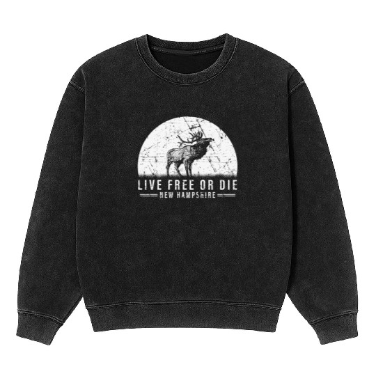Live Free or Die New Hampshire Hiking Mineral Wash Sweatshirts