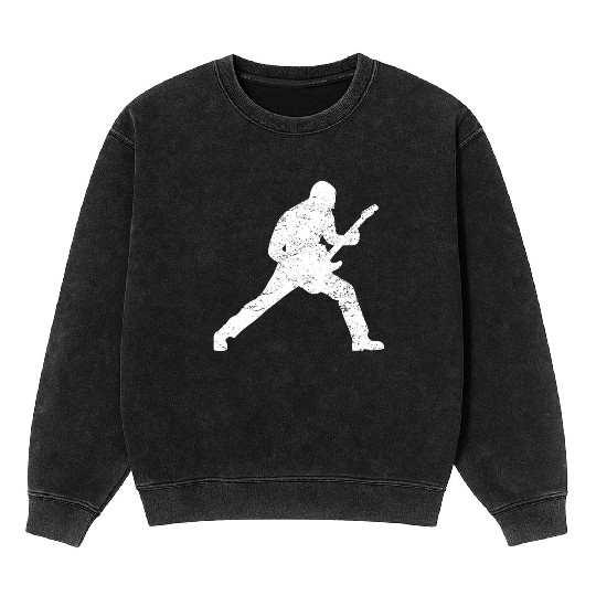 Guitar Player Gift Rock Electric Guitar Rocker Mineral Wash Sweatshirts