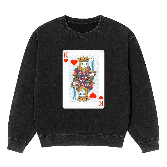 King Heart costume card game poker gift Mineral Wash Sweatshirts