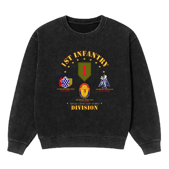 Army 1st Infantry Division w Named BCTs V1 Mineral Wash Sweatshirts