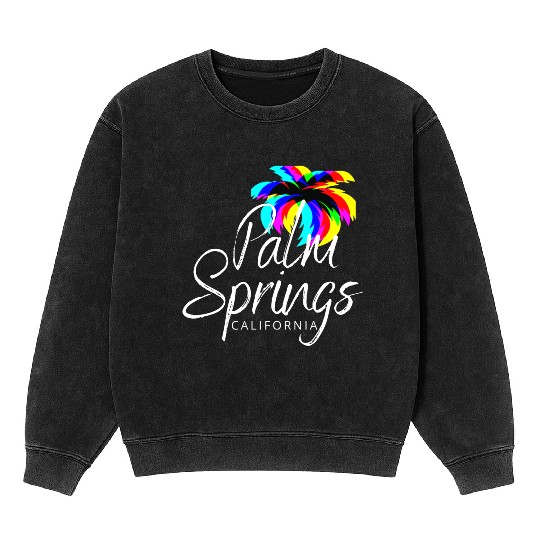 Palm Springs Neon Tree (White) Mineral Wash Sweatshirts