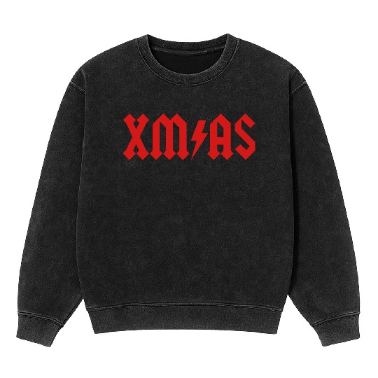 Xmas Rock Roll Heavy Metal funny Christmas X-mas Mineral Wash Sweatshirts