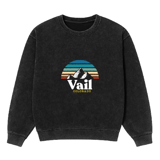 Vail Colorado Usa Ski Resort 1980S Retro Gift Mineral Wash Sweatshirts