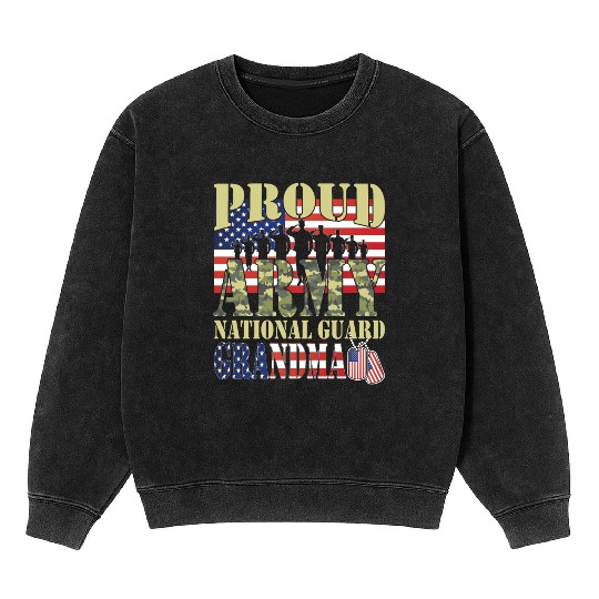 Proud Army National Guard Grandma Mineral Wash Sweatshirts