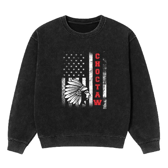 Choctaw Flag US USA Native American Indian Gift Mineral Wash Sweatshirts