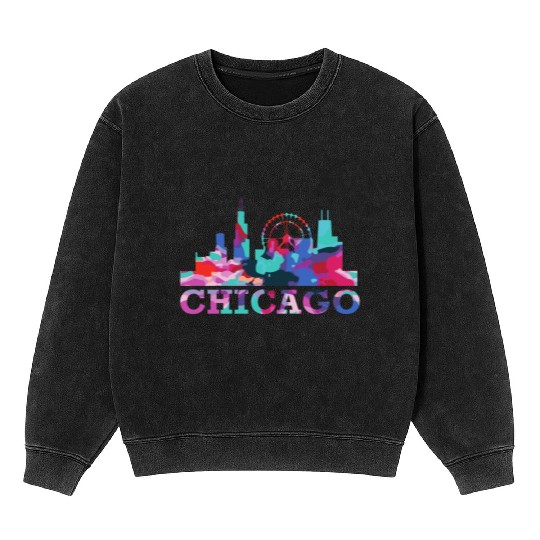 Chicago Skyline Impression US Souvenir Gift Idea Mineral Wash Sweatshirts