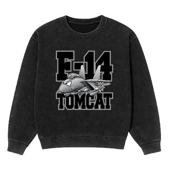 F-14 Tomcat Military Fighter Jet Aircraft Cartoon Mineral Wash Sweatshirts