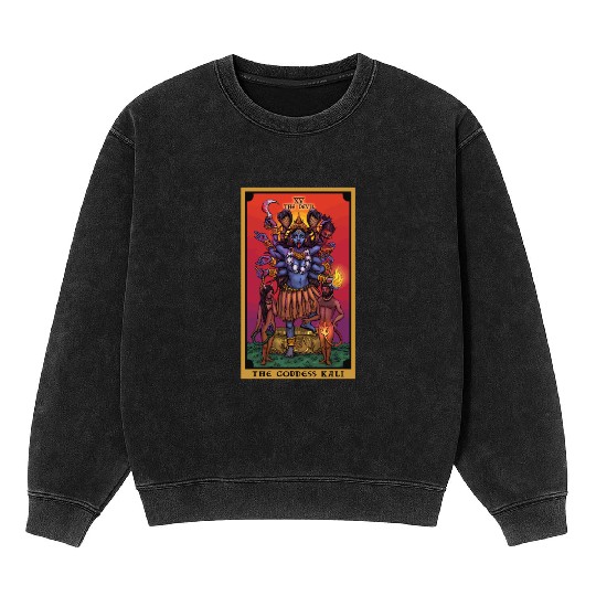 The Goddess Kali The Devil Tarot Card Hindu Indian Mineral Wash Sweatshirts
