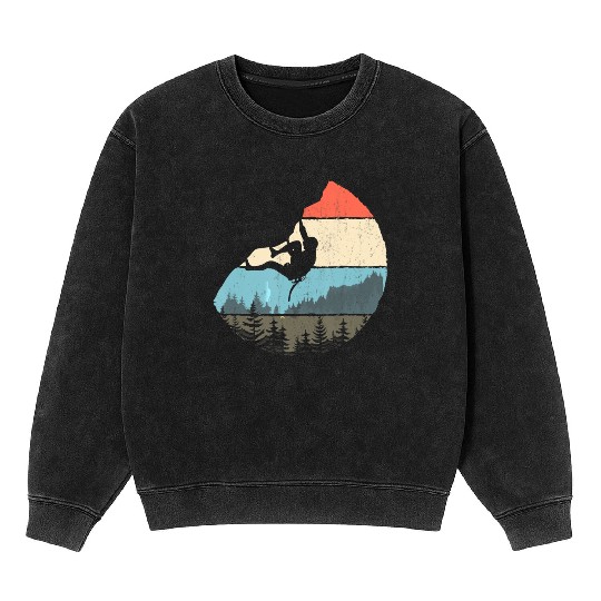 Vintage Style Rock Climbing Retro Bouldering Mineral Wash Sweatshirts