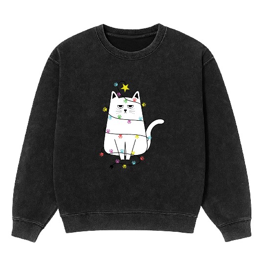 Grumpy Christmas Cat, Funny cat Women’s Christmas Mineral Wash Sweatshirts